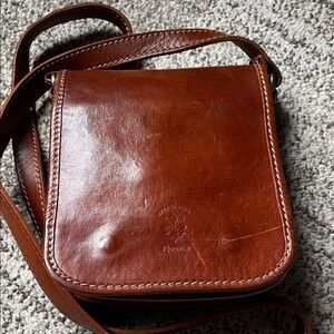Brown Leather Crossbody Bag, made in Italy